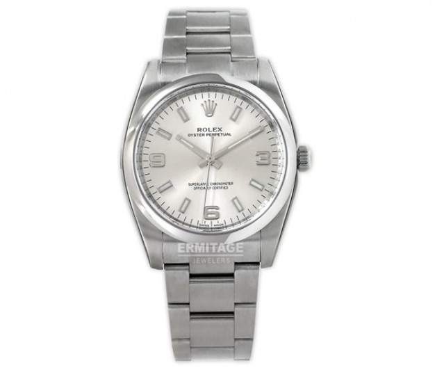 Rolex Oyster Perpetual 114200 Silver Dial Year 2014